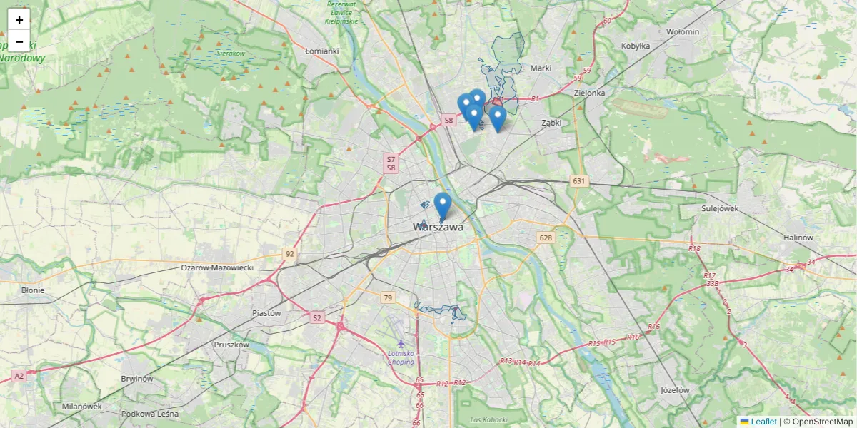Szczegółowa mapa kodu pocztowego 00-001 z granicami, sąsiednimi kodami pocztowymi i urzędami pocztowymi