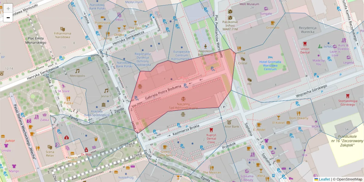 Szczegółowa mapa kodu pocztowego 00-011 z granicami, sąsiednimi kodami pocztowymi i urzędami pocztowymi