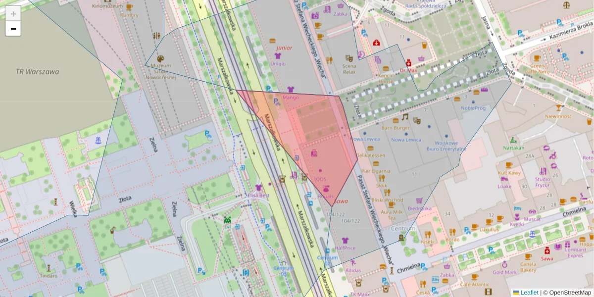 Szczegółowa mapa kodu pocztowego 00-017 z granicami, sąsiednimi kodami pocztowymi i urzędami pocztowymi