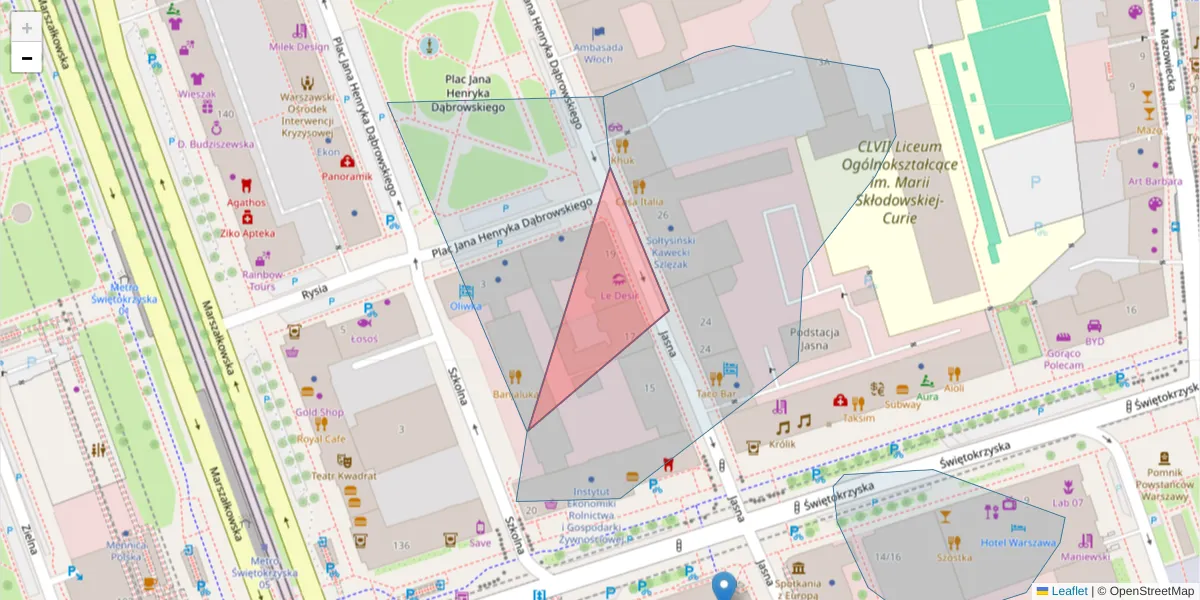 Szczegółowa mapa kodu pocztowego 00-058 z granicami, sąsiednimi kodami pocztowymi i urzędami pocztowymi