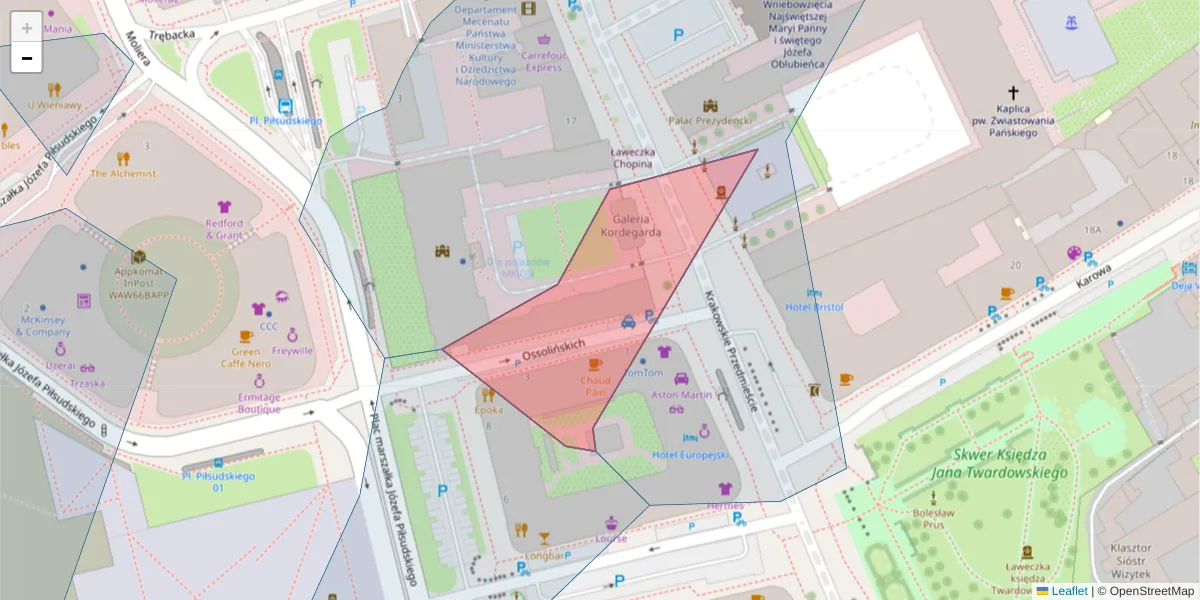 Szczegółowa mapa kodu pocztowego 00-072 z granicami, sąsiednimi kodami pocztowymi i urzędami pocztowymi