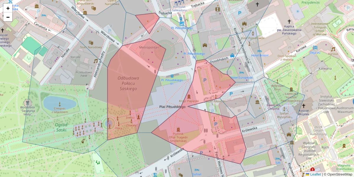 Szczegółowa mapa kodu pocztowego 00-073 z granicami, sąsiednimi kodami pocztowymi i urzędami pocztowymi