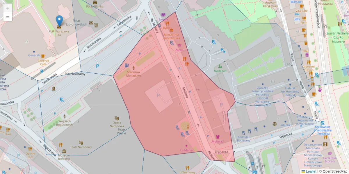 Szczegółowa mapa kodu pocztowego 00-076 z granicami, sąsiednimi kodami pocztowymi i urzędami pocztowymi