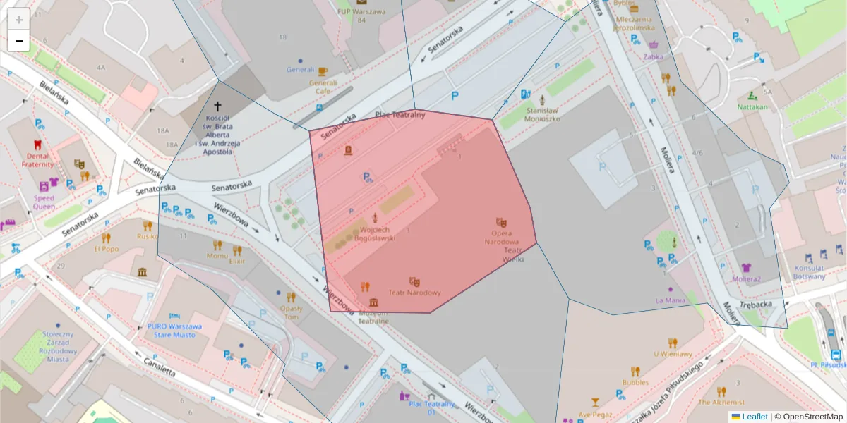 Szczegółowa mapa kodu pocztowego 00-077 z granicami, sąsiednimi kodami pocztowymi i urzędami pocztowymi