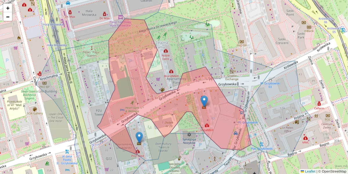 Szczegółowa mapa kodu pocztowego 00-132 z granicami, sąsiednimi kodami pocztowymi i urzędami pocztowymi