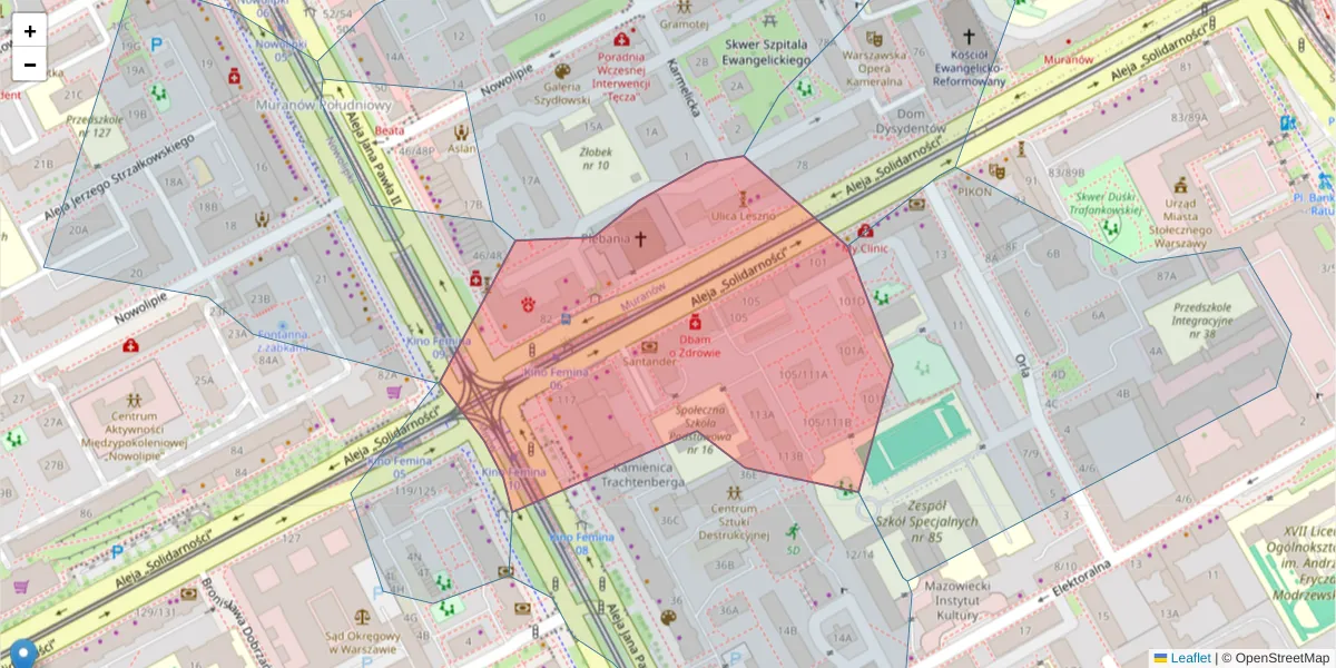 Szczegółowa mapa kodu pocztowego 00-140 z granicami, sąsiednimi kodami pocztowymi i urzędami pocztowymi