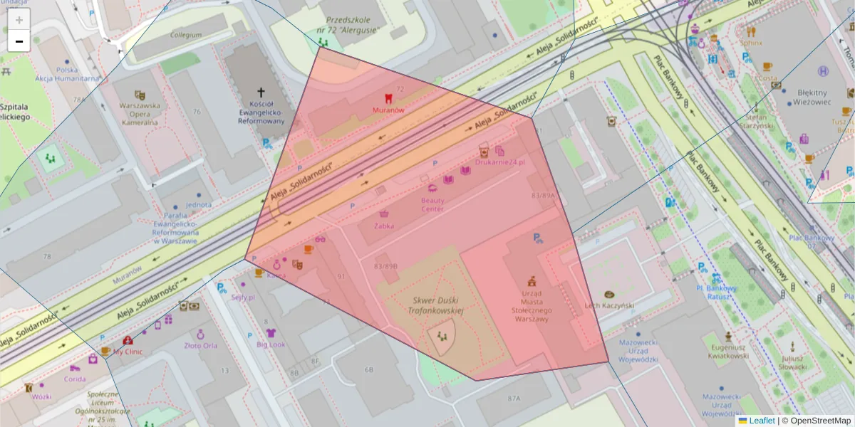 Szczegółowa mapa kodu pocztowego 00-144 z granicami, sąsiednimi kodami pocztowymi i urzędami pocztowymi