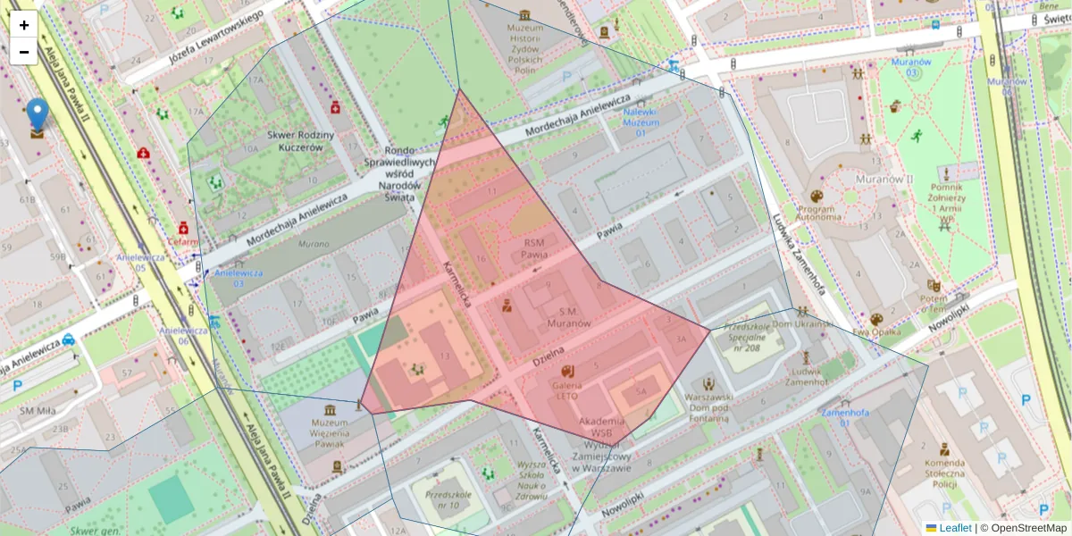 Szczegółowa mapa kodu pocztowego 00-162 z granicami, sąsiednimi kodami pocztowymi i urzędami pocztowymi