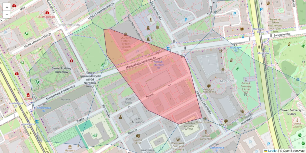 Szczegółowa mapa kodu pocztowego 00-164 z granicami, sąsiednimi kodami pocztowymi i urzędami pocztowymi
