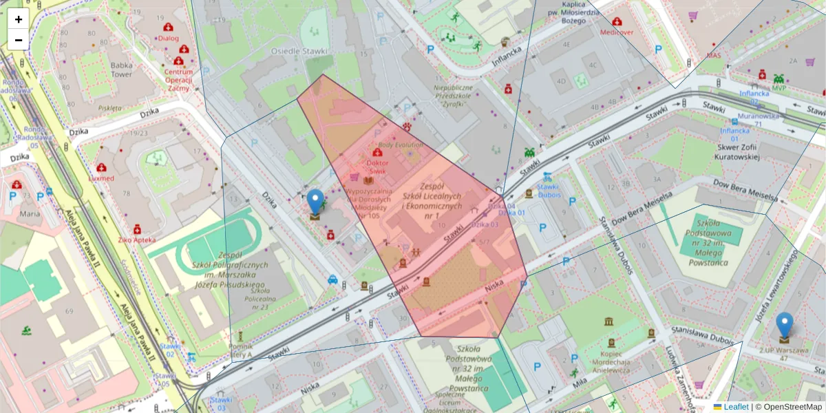 Szczegółowa mapa kodu pocztowego 00-194 z granicami, sąsiednimi kodami pocztowymi i urzędami pocztowymi