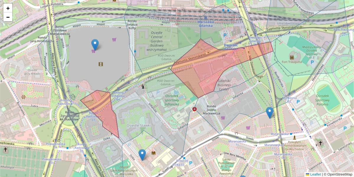 Szczegółowa mapa kodu pocztowego 00-195 z granicami, sąsiednimi kodami pocztowymi i urzędami pocztowymi
