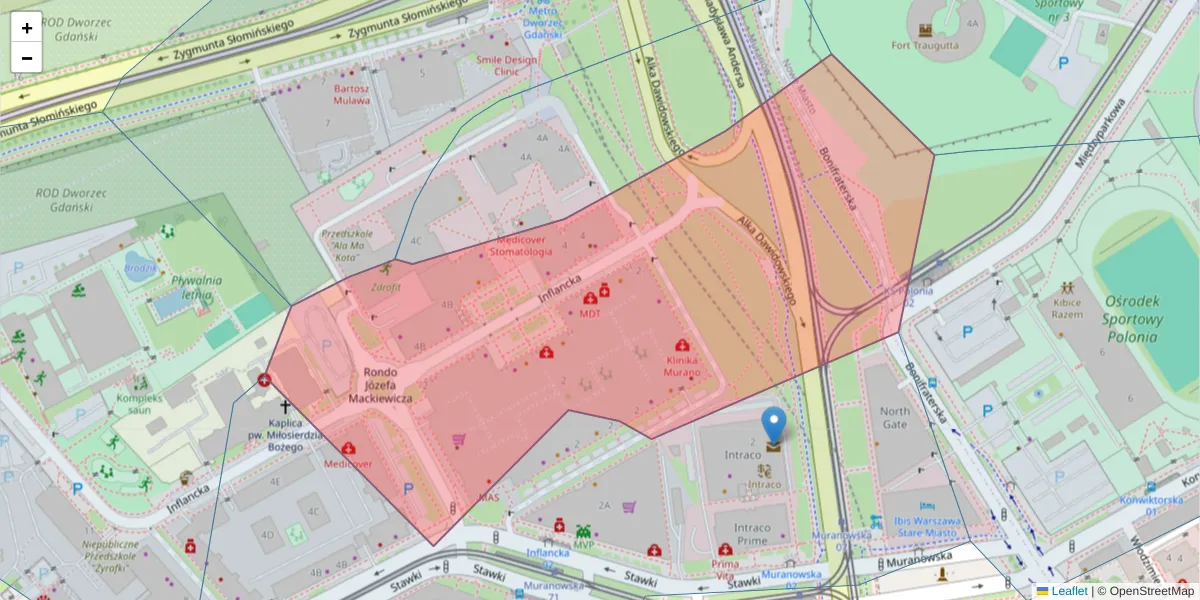 Szczegółowa mapa kodu pocztowego 00-199 z granicami, sąsiednimi kodami pocztowymi i urzędami pocztowymi