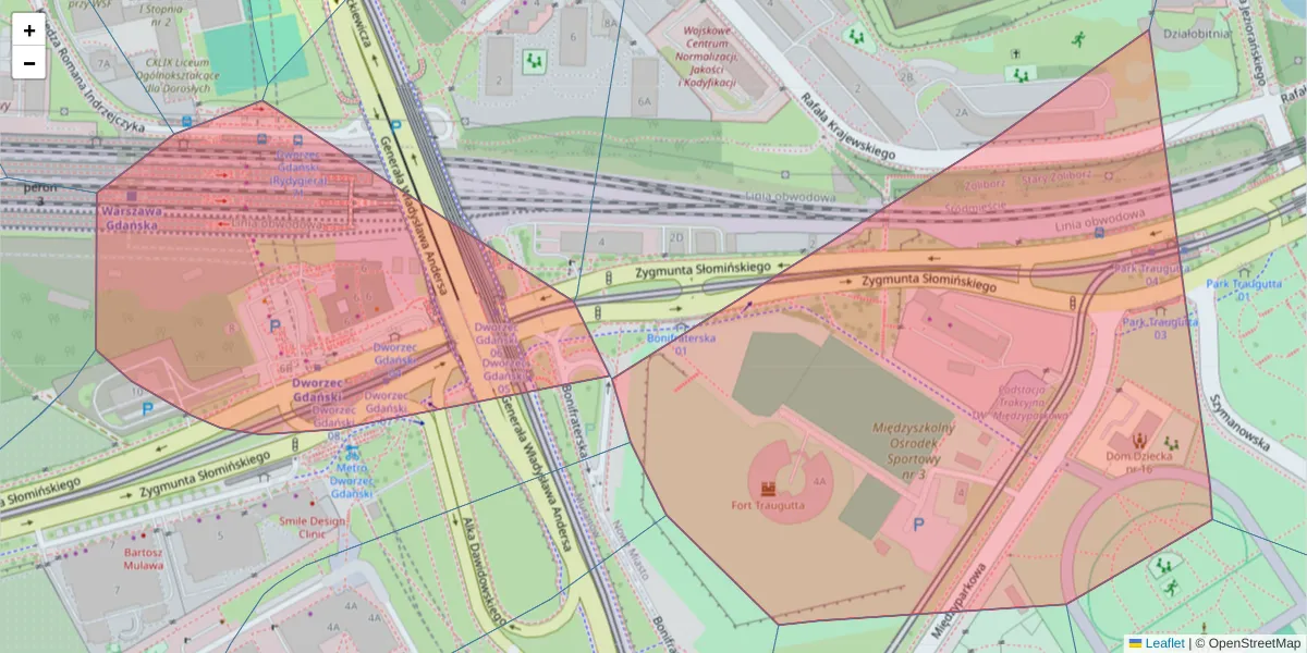 Szczegółowa mapa kodu pocztowego 00-204 z granicami, sąsiednimi kodami pocztowymi i urzędami pocztowymi