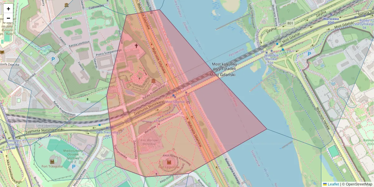 Szczegółowa mapa kodu pocztowego 00-223 z granicami, sąsiednimi kodami pocztowymi i urzędami pocztowymi