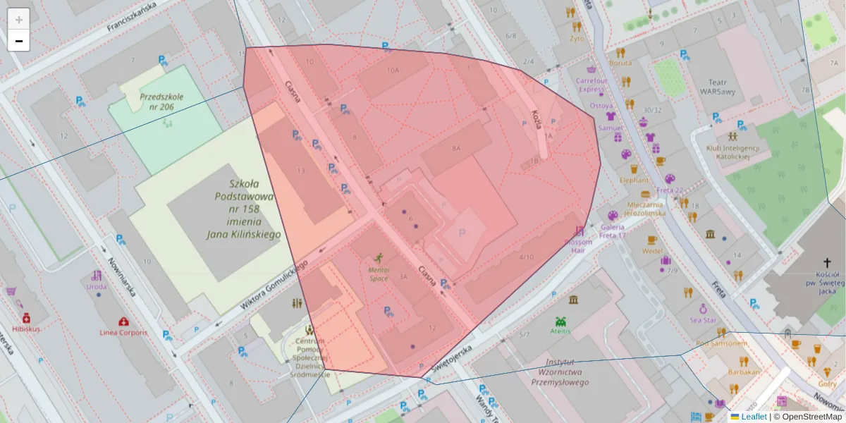 Szczegółowa mapa kodu pocztowego 00-234 z granicami, sąsiednimi kodami pocztowymi i urzędami pocztowymi