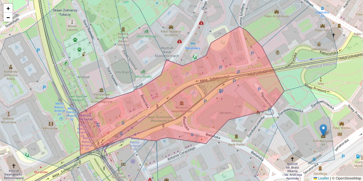 Szczegółowa mapa kodu pocztowego 00-240 z granicami, sąsiednimi kodami pocztowymi i urzędami pocztowymi