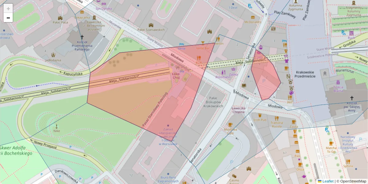 Szczegółowa mapa kodu pocztowego 00-251 z granicami, sąsiednimi kodami pocztowymi i urzędami pocztowymi