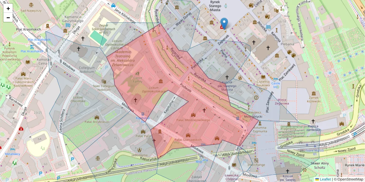 Szczegółowa mapa kodu pocztowego 00-252 z granicami, sąsiednimi kodami pocztowymi i urzędami pocztowymi