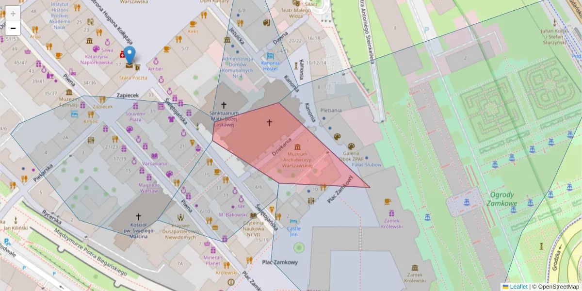 Szczegółowa mapa kodu pocztowego 00-279 z granicami, sąsiednimi kodami pocztowymi i urzędami pocztowymi