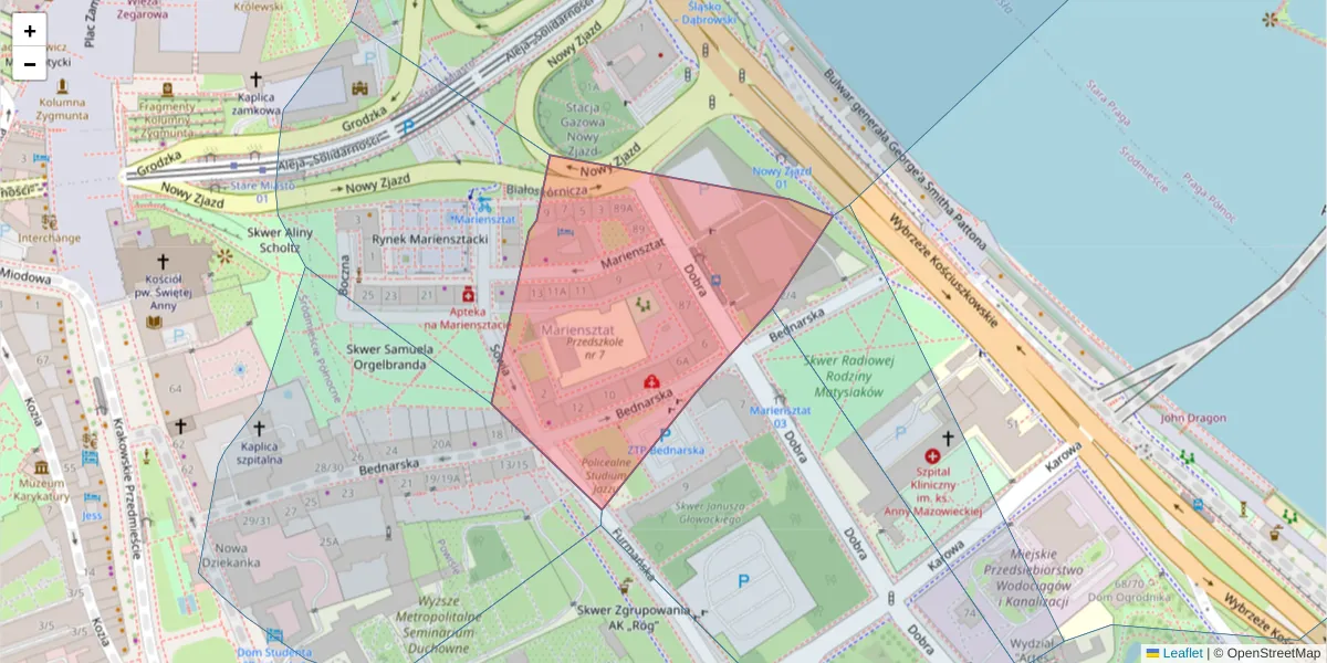 Szczegółowa mapa kodu pocztowego 00-302 z granicami, sąsiednimi kodami pocztowymi i urzędami pocztowymi
