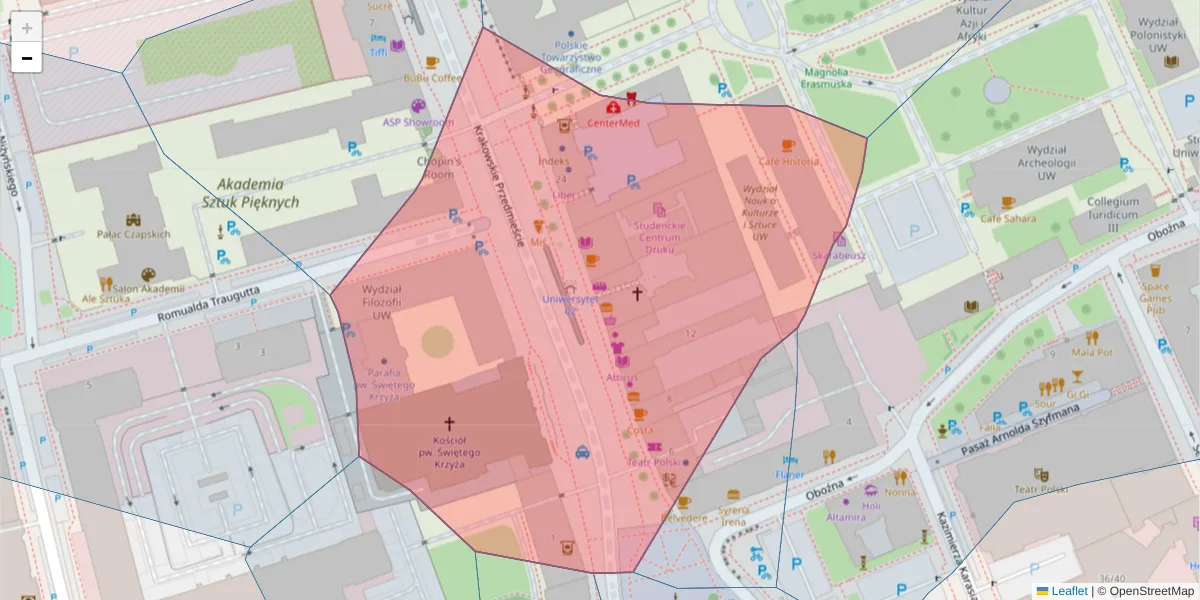 Szczegółowa mapa kodu pocztowego 00-325 z granicami, sąsiednimi kodami pocztowymi i urzędami pocztowymi