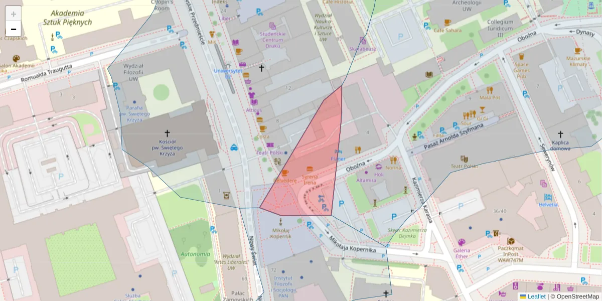 Szczegółowa mapa kodu pocztowego 00-333 z granicami, sąsiednimi kodami pocztowymi i urzędami pocztowymi