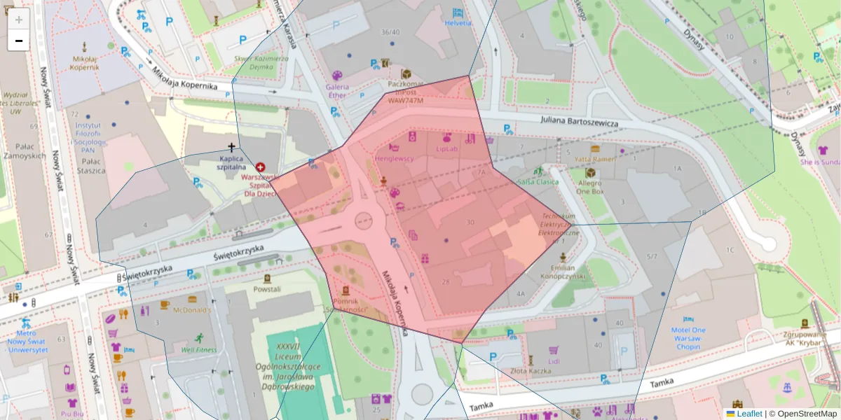 Szczegółowa mapa kodu pocztowego 00-336 z granicami, sąsiednimi kodami pocztowymi i urzędami pocztowymi