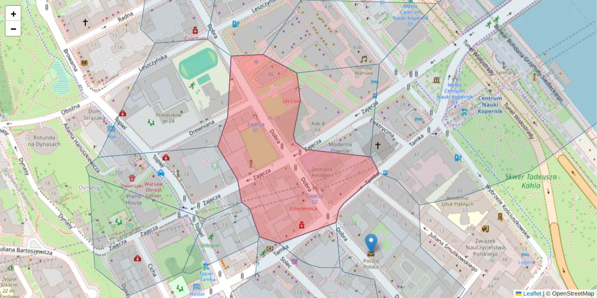 Szczegółowa mapa kodu pocztowego 00-344 z granicami, sąsiednimi kodami pocztowymi i urzędami pocztowymi