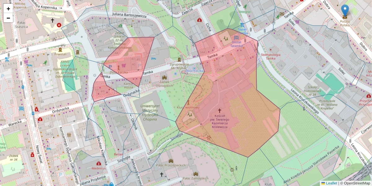 Szczegółowa mapa kodu pocztowego 00-355 z granicami, sąsiednimi kodami pocztowymi i urzędami pocztowymi
