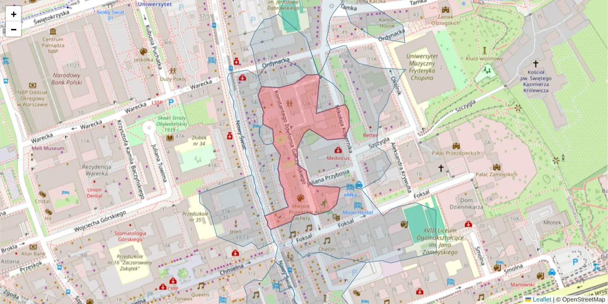 Szczegółowa mapa kodu pocztowego 00-362 z granicami, sąsiednimi kodami pocztowymi i urzędami pocztowymi