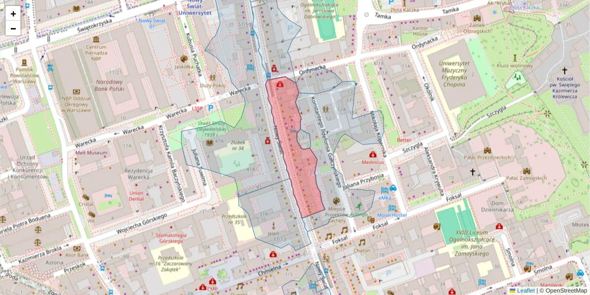 Szczegółowa mapa kodu pocztowego 00-363 z granicami, sąsiednimi kodami pocztowymi i urzędami pocztowymi