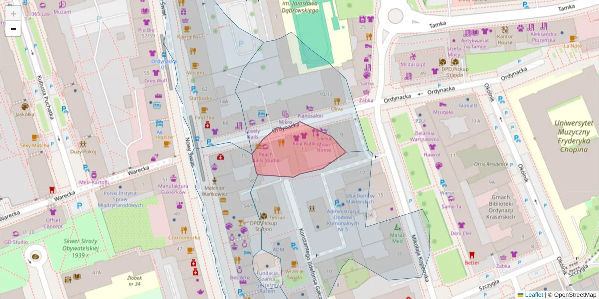 Szczegółowa mapa kodu pocztowego 00-364 z granicami, sąsiednimi kodami pocztowymi i urzędami pocztowymi