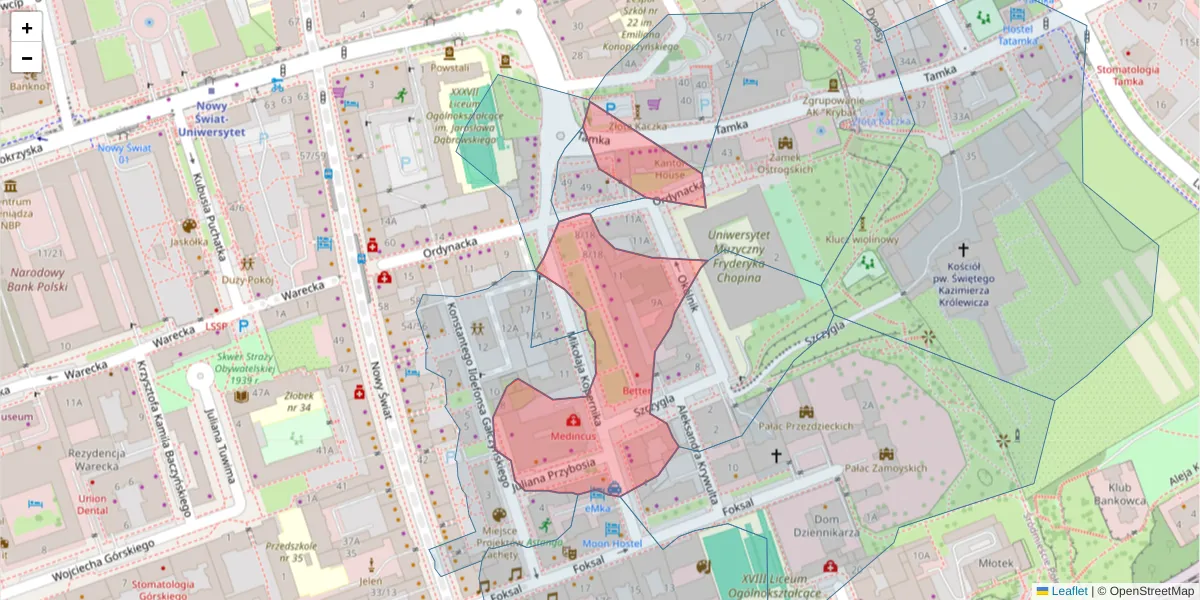 Szczegółowa mapa kodu pocztowego 00-367 z granicami, sąsiednimi kodami pocztowymi i urzędami pocztowymi