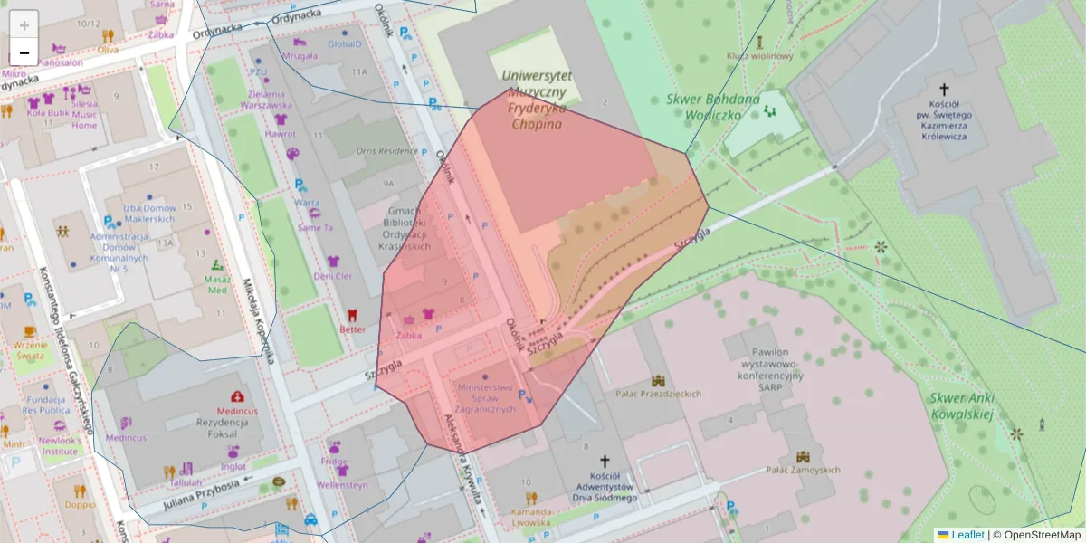 Szczegółowa mapa kodu pocztowego 00-370 z granicami, sąsiednimi kodami pocztowymi i urzędami pocztowymi