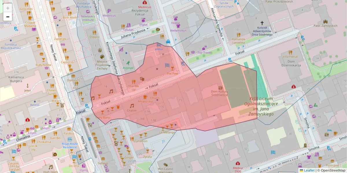 Szczegółowa mapa kodu pocztowego 00-372 z granicami, sąsiednimi kodami pocztowymi i urzędami pocztowymi
