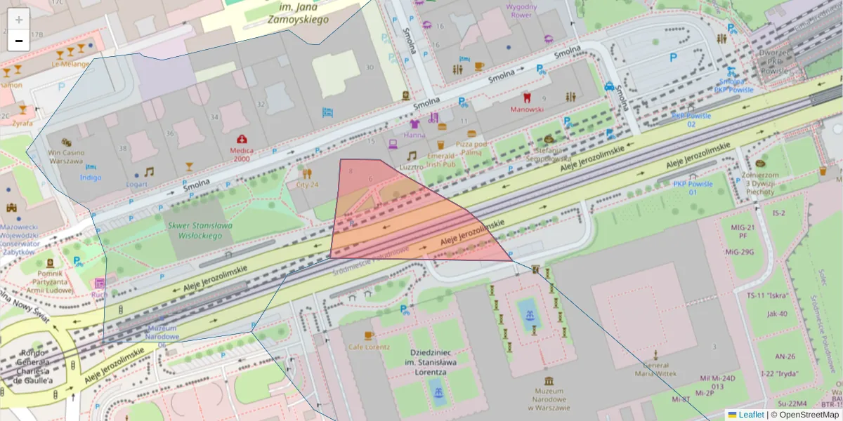 Szczegółowa mapa kodu pocztowego 00-374 z granicami, sąsiednimi kodami pocztowymi i urzędami pocztowymi