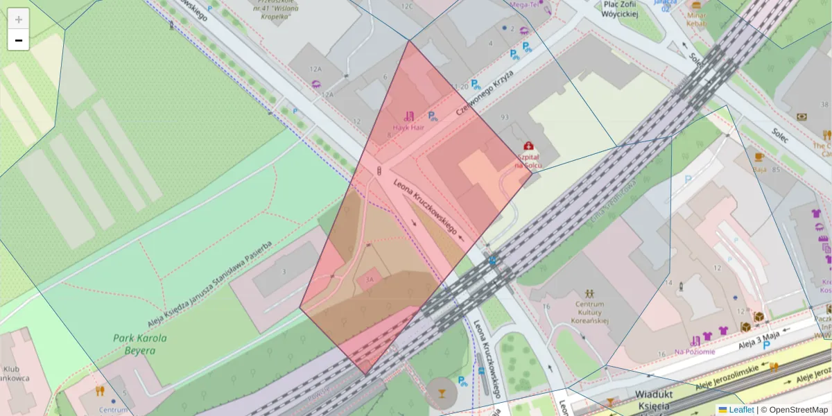 Szczegółowa mapa kodu pocztowego 00-377 z granicami, sąsiednimi kodami pocztowymi i urzędami pocztowymi