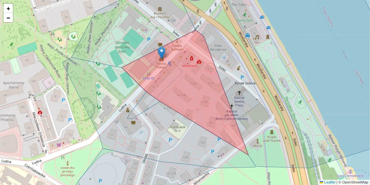 Szczegółowa mapa kodu pocztowego 00-409 z granicami, sąsiednimi kodami pocztowymi i urzędami pocztowymi
