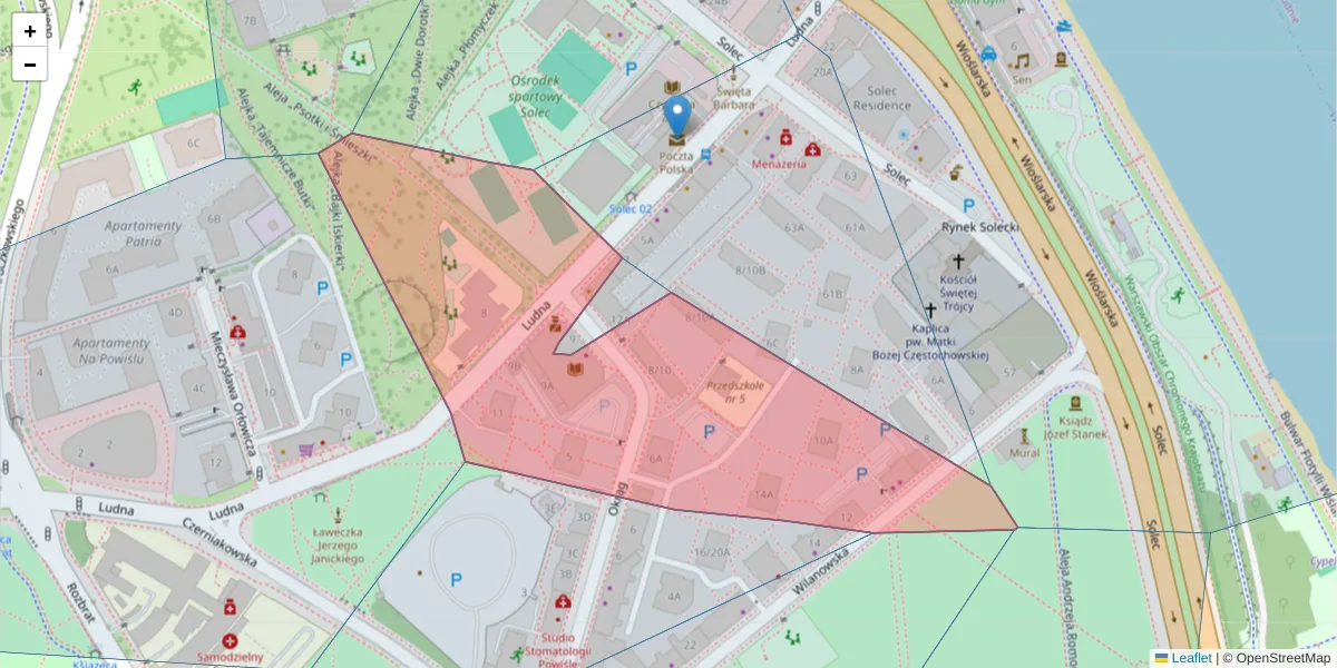 Szczegółowa mapa kodu pocztowego 00-413 z granicami, sąsiednimi kodami pocztowymi i urzędami pocztowymi