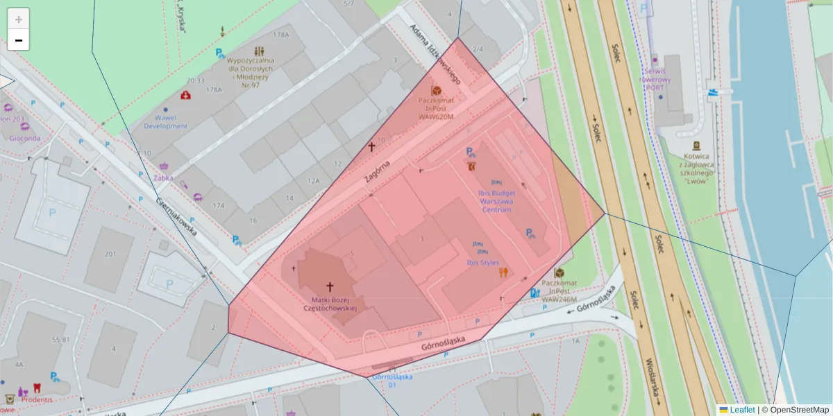 Szczegółowa mapa kodu pocztowego 00-441 z granicami, sąsiednimi kodami pocztowymi i urzędami pocztowymi