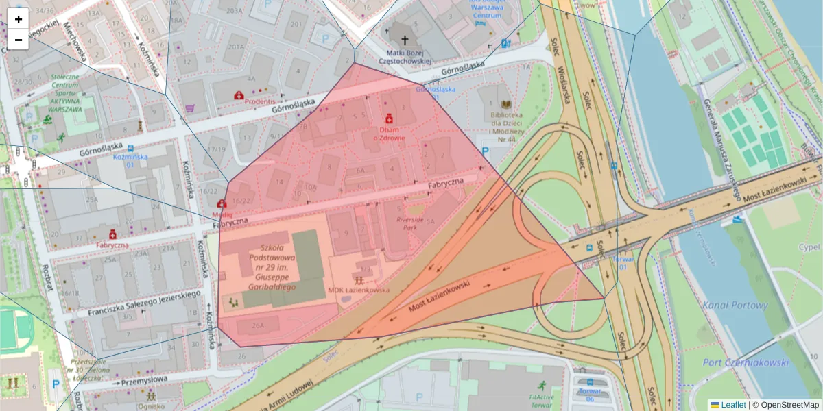 Szczegółowa mapa kodu pocztowego 00-446 z granicami, sąsiednimi kodami pocztowymi i urzędami pocztowymi