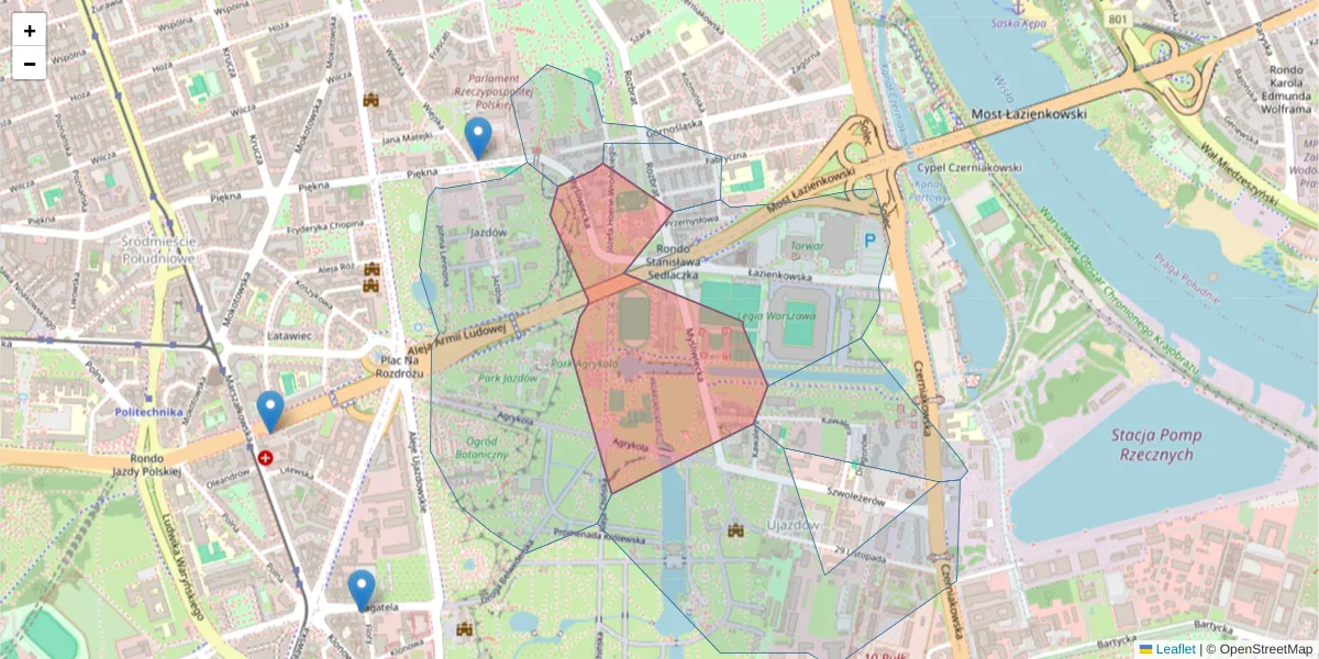 Szczegółowa mapa kodu pocztowego 00-459 z granicami, sąsiednimi kodami pocztowymi i urzędami pocztowymi