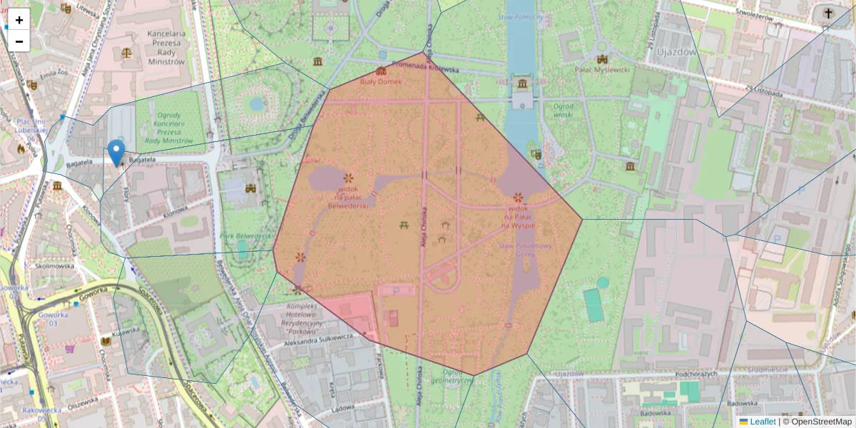 Szczegółowa mapa kodu pocztowego 00-460 z granicami, sąsiednimi kodami pocztowymi i urzędami pocztowymi