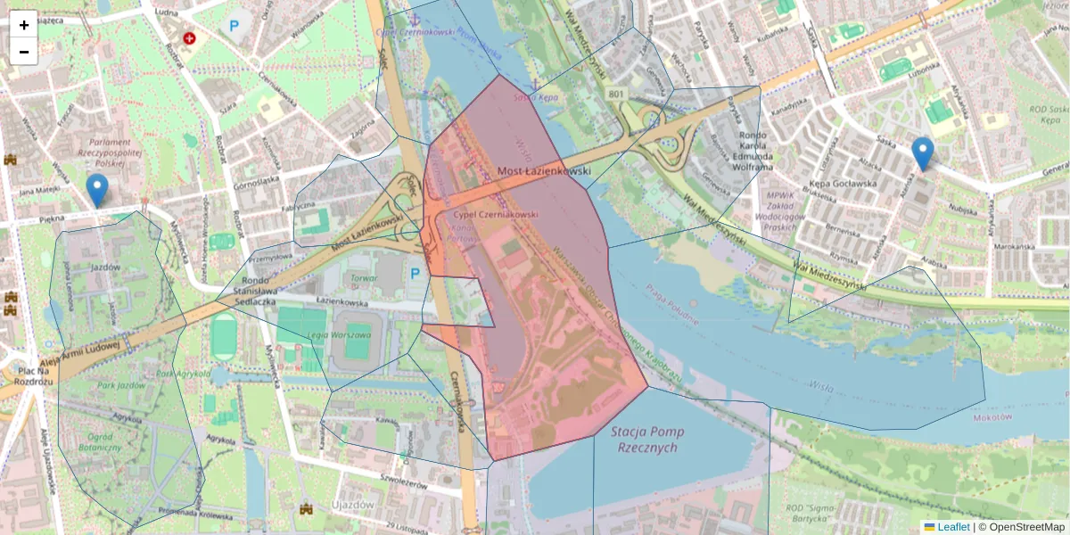 Szczegółowa mapa kodu pocztowego 00-468 z granicami, sąsiednimi kodami pocztowymi i urzędami pocztowymi