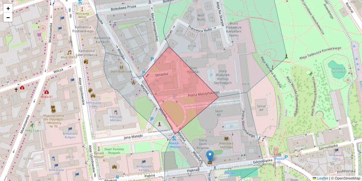 Szczegółowa mapa kodu pocztowego 00-489 z granicami, sąsiednimi kodami pocztowymi i urzędami pocztowymi