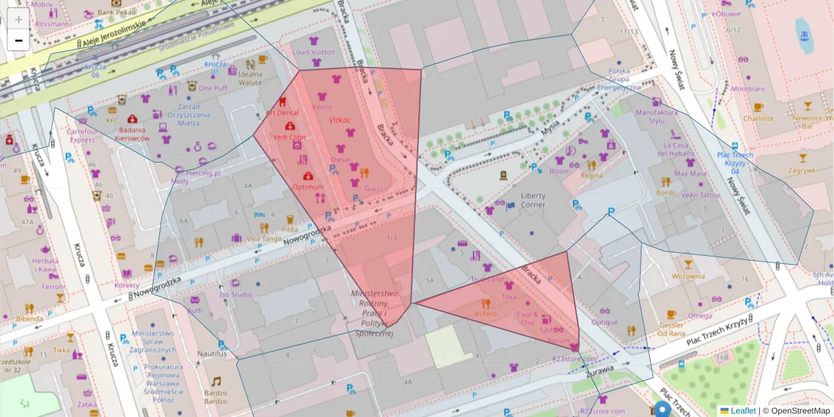 Szczegółowa mapa kodu pocztowego 00-501 z granicami, sąsiednimi kodami pocztowymi i urzędami pocztowymi