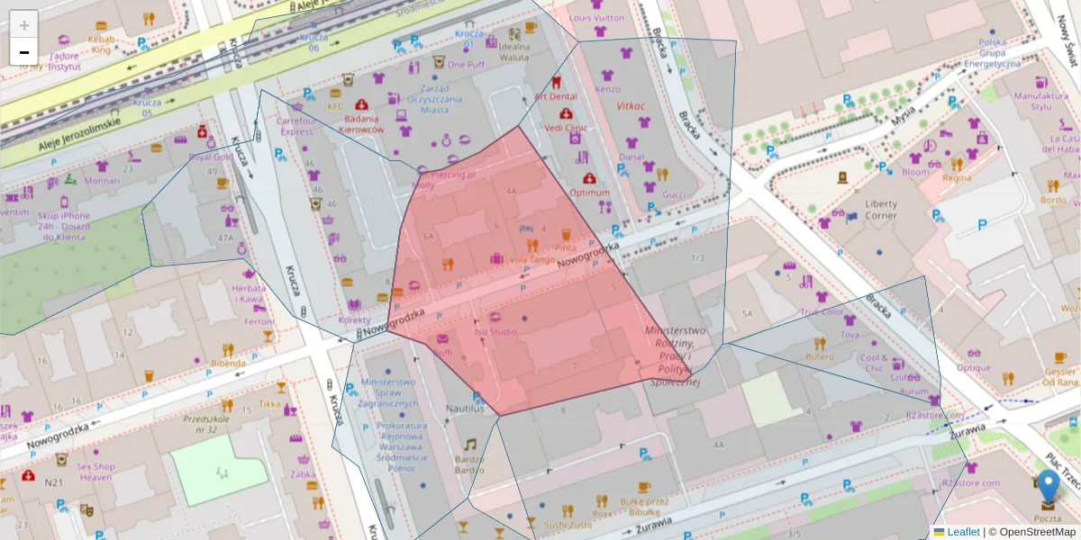 Szczegółowa mapa kodu pocztowego 00-513 z granicami, sąsiednimi kodami pocztowymi i urzędami pocztowymi