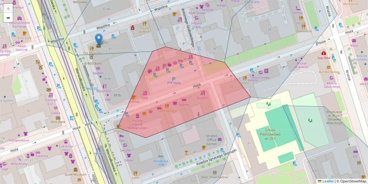 Szczegółowa mapa kodu pocztowego 00-521 z granicami, sąsiednimi kodami pocztowymi i urzędami pocztowymi