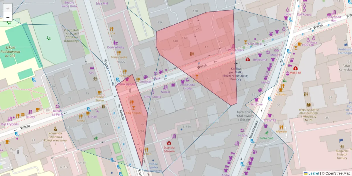Szczegółowa mapa kodu pocztowego 00-532 z granicami, sąsiednimi kodami pocztowymi i urzędami pocztowymi