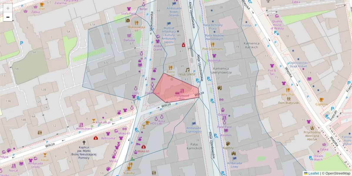 Szczegółowa mapa kodu pocztowego 00-534 z granicami, sąsiednimi kodami pocztowymi i urzędami pocztowymi